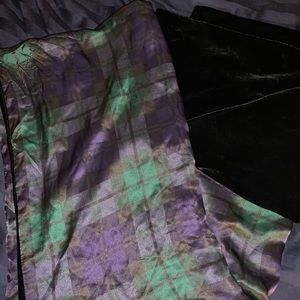 Velvet and plaid shawl